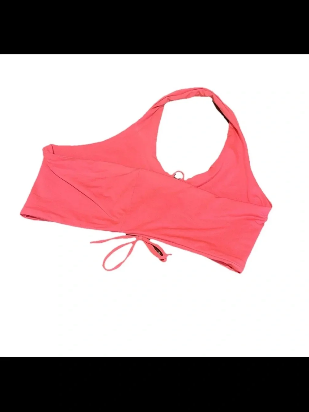 L Space Lace Up Halter Bikini Top Neon Pink Coral Small